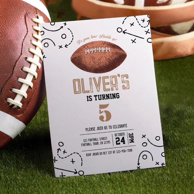 Modern Vintage Football Sports Tactics Birthday Invitation (Creator Uploaded)