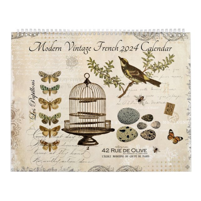 Modern Vintage French 2024 Calendar (Cover)