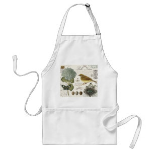 modern vintage French bird and nest Standard Apron