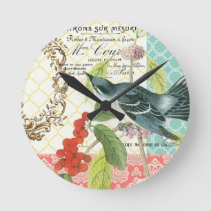 Modern Vintage French Bird wall clock