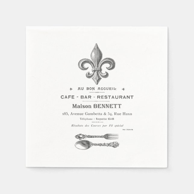 MODERN VINTAGE FRENCH BISTRO NAPKIN (Front)