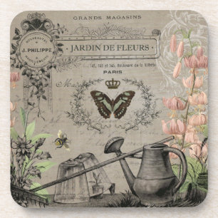modern vintage french butterfly garden coaster
