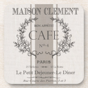 modern vintage french cafe coaster