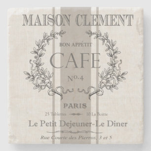 modern vintage french cafe stone coaster