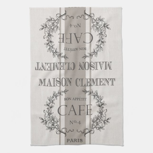 modern vintage french cafe tea towel (Vertical)