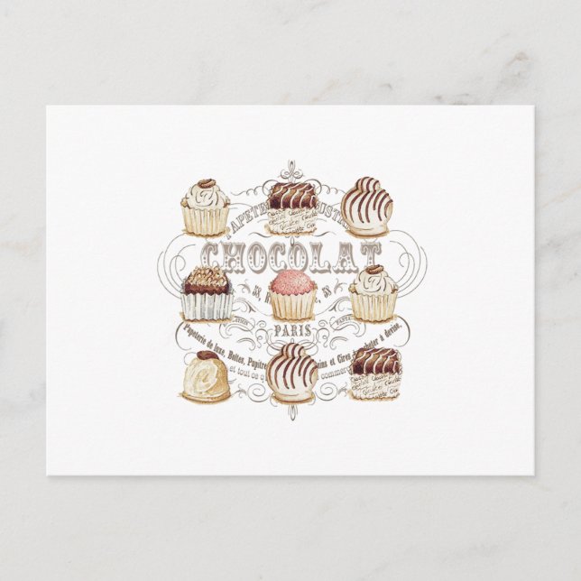 modern vintage french chocolates postcard (Front)