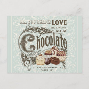 modern vintage french chocolates postcard