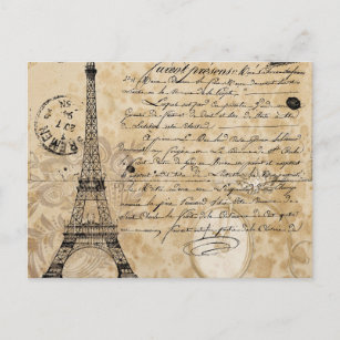 Modern Vintage French collage Eiffel Tower  Postcard