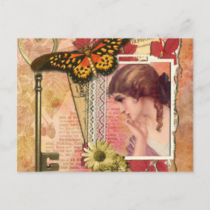 Modern Vintage French collage Postcard