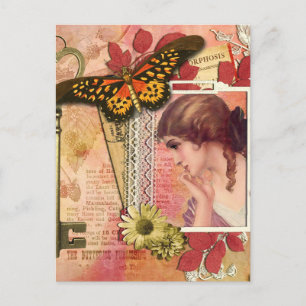 Modern Vintage French collage Postcard