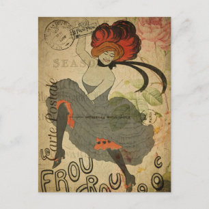 Modern Vintage French Dancer collage Postcard