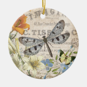 modern vintage french dragonfly ceramic tree decoration