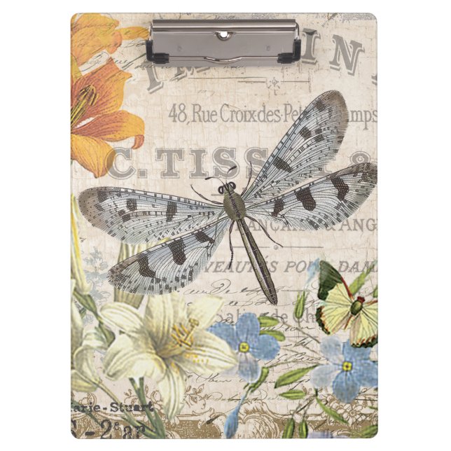 modern vintage french dragonfly clipboard (Front)