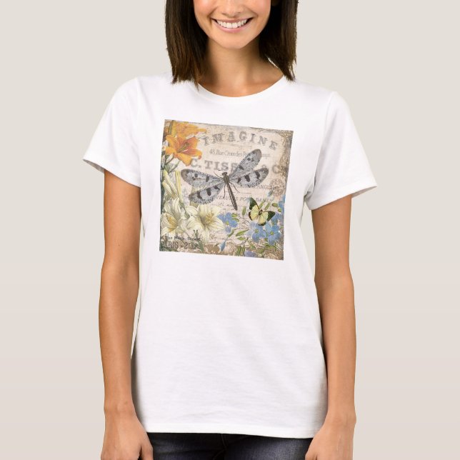 modern vintage french dragonfly T-Shirt (Front)