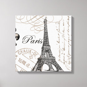 modern vintage french Eiffel Tower Canvas Print