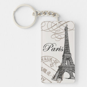 modern vintage french Eiffel Tower Key Ring