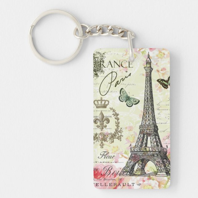 modern vintage french eiffel tower key ring (Front)