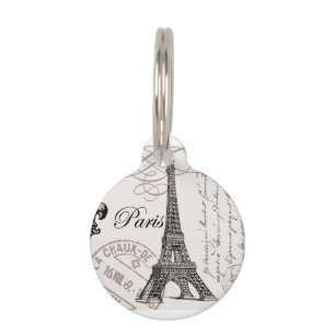 modern vintage french Eiffel Tower Pet Tag
