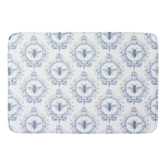modern vintage french farmhouse bee bath mat (Front)