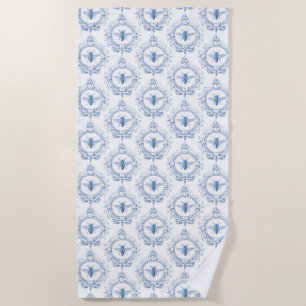 Modern Vintage French farmhouse bee Beach Towel