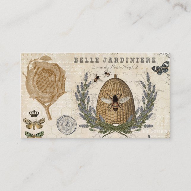 Modern vintage french farmhouse bee business card (Front)