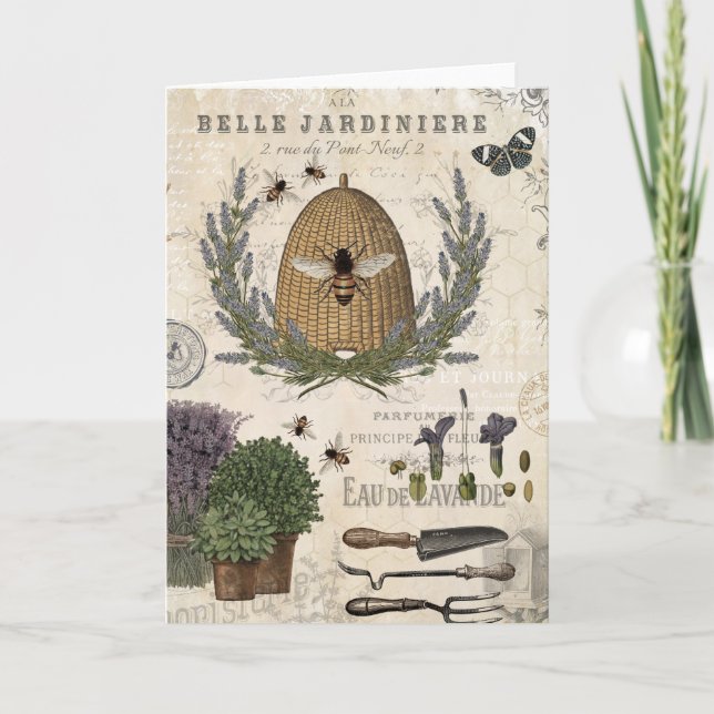 Modern Vintage French Farmhouse Bee Card (Front)