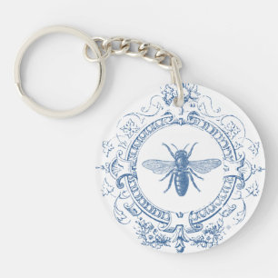 Modern Vintage French farmhouse bee Key Ring