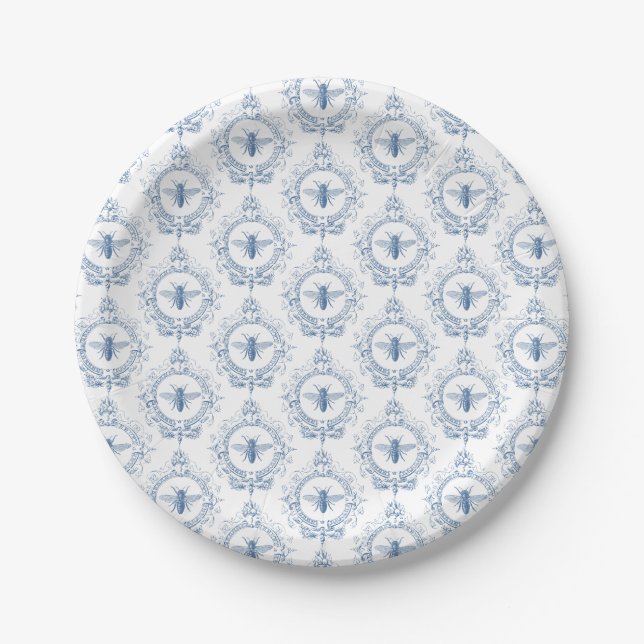 Modern Vintage French farmhouse bee Paper Plate (Front)