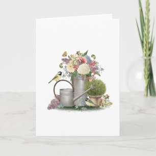 Modern Vintage french farmhouse flower garden Card