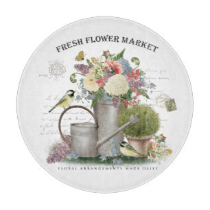 Modern Vintage french farmhouse flower garden Cutting Board