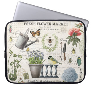 Modern Vintage french farmhouse flower garden Laptop Sleeve