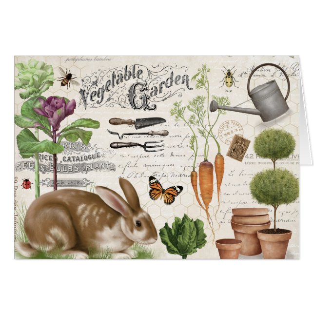 Modern Vintage French Farmhouse Garden Rabbit (Front Horizontal)
