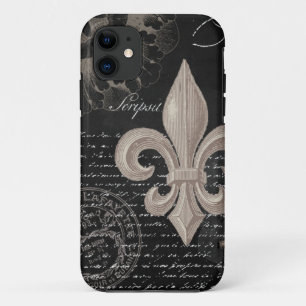 modern vintage french fleur de lis iPhone 11 case