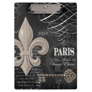 modern vintage french fleur de lis clipboard