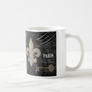 modern vintage french fleur de lis coffee mug