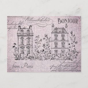 Modern Vintage French Floral Paris Architecture Postcard