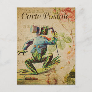 Modern Vintage French frog collage Postcard
