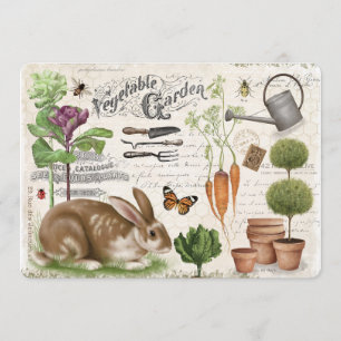 Modern Vintage French Garden Rabbit Invitation