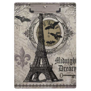 modern vintage french halloween Eiffel tower Clipboard