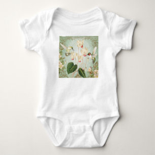 Modern Vintage French Hummingbirds Baby Bodysuit