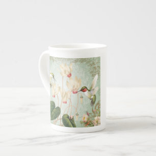Modern Vintage French Hummingbirds Bone China Mug