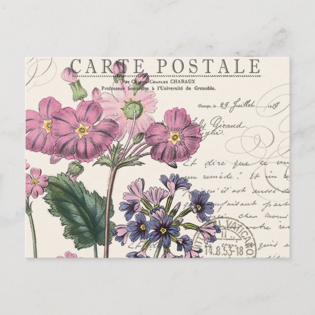 modern vintage french lavender floral postcard (Front)