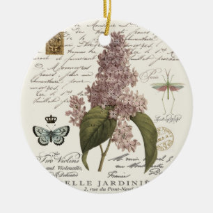 modern vintage French Lilacs Ceramic Tree Decoration