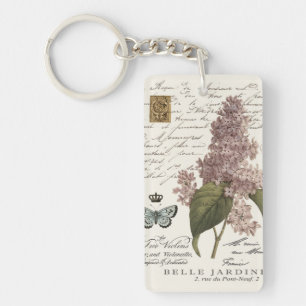 modern vintage French Lilacs Key Ring