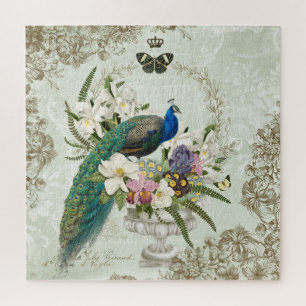 MODERN VINTAGE FRENCH PEACOCK GARDEN PUZZLE