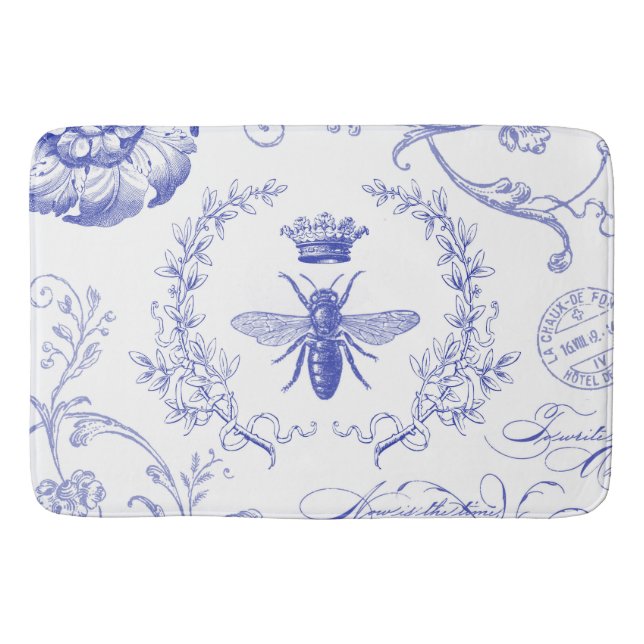 modern vintage french queen bee bath mat (Front)