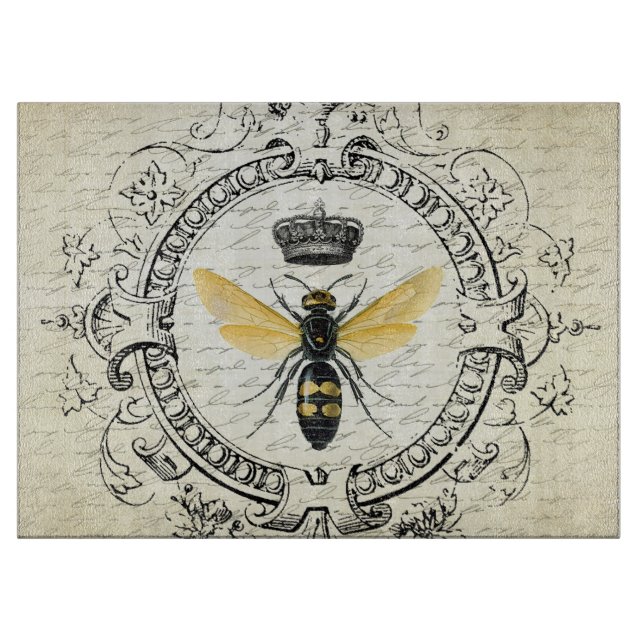 Modern vintage french queen bee cutting board (Front)