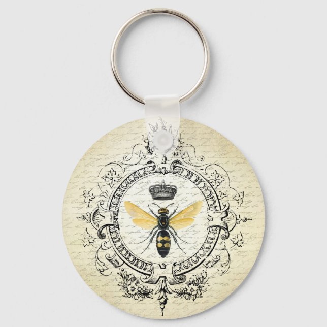 MODERN VINTAGE french queen bee Key Ring (Front)