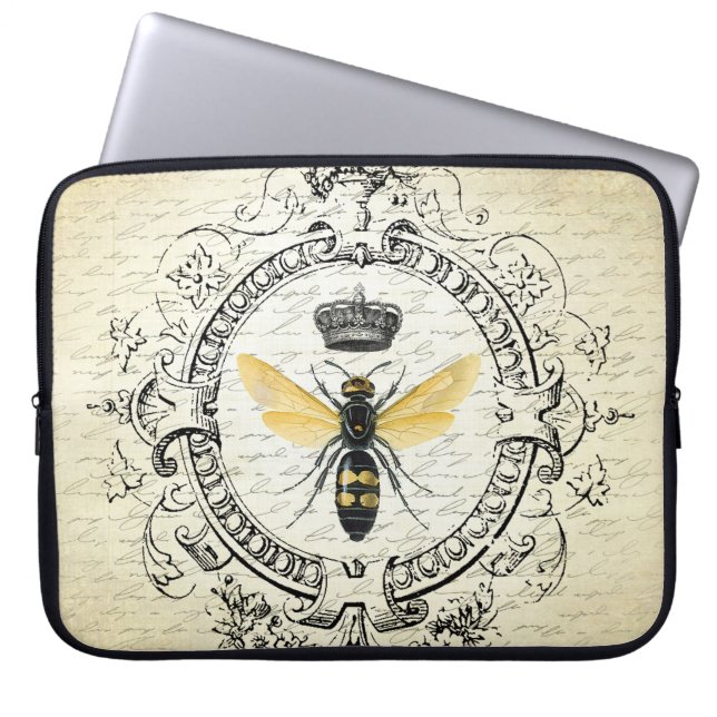 Modern vintage french queen bee laptop sleeve (Front)