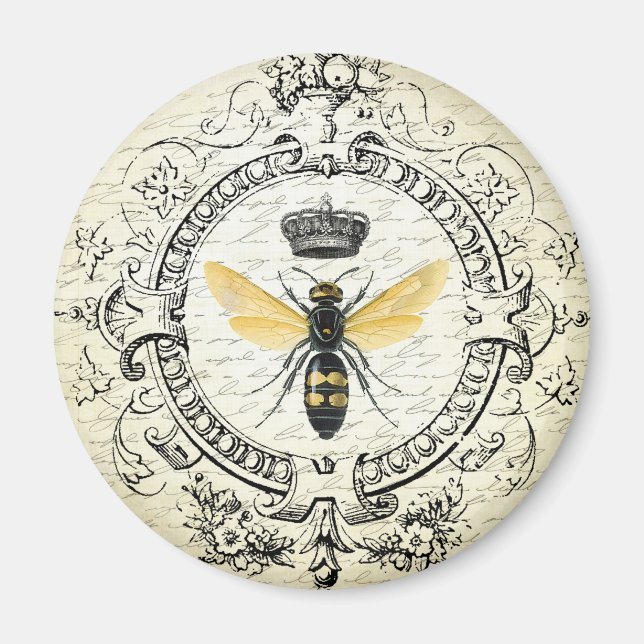 Modern vintage french queen bee magnet (Front)